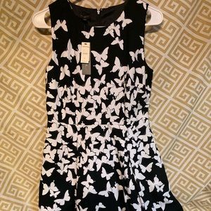 NWT. Talbots black/white butterfly dress. 4P